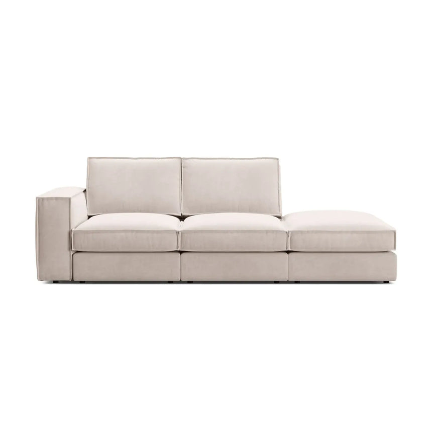 Pola 3-Sitzer Sofa, Rechte Seite offen, aus Samt oder Strukturstoff, 259x103 cm - ZEN ZONE Furniture