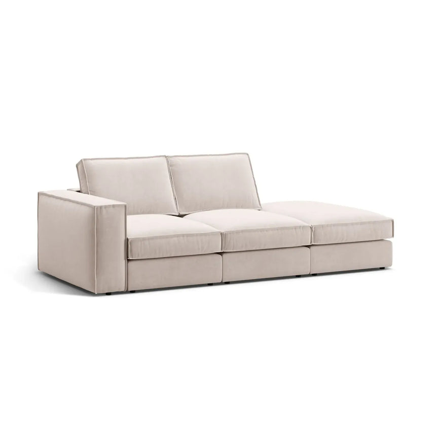 Pola 3-Sitzer Sofa, Rechte Seite offen, aus Samt oder Strukturstoff, 259x103 cm - ZEN ZONE Furniture