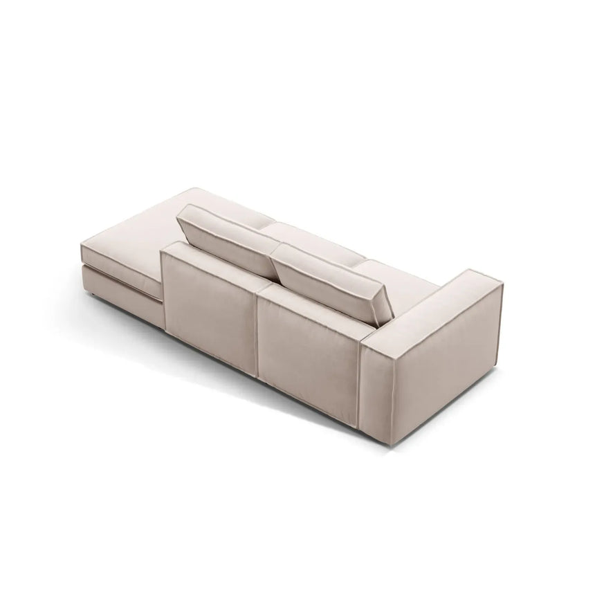 Pola 3-Sitzer Sofa, Rechte Seite offen, aus Samt oder Strukturstoff, 259x103 cm - ZEN ZONE Furniture