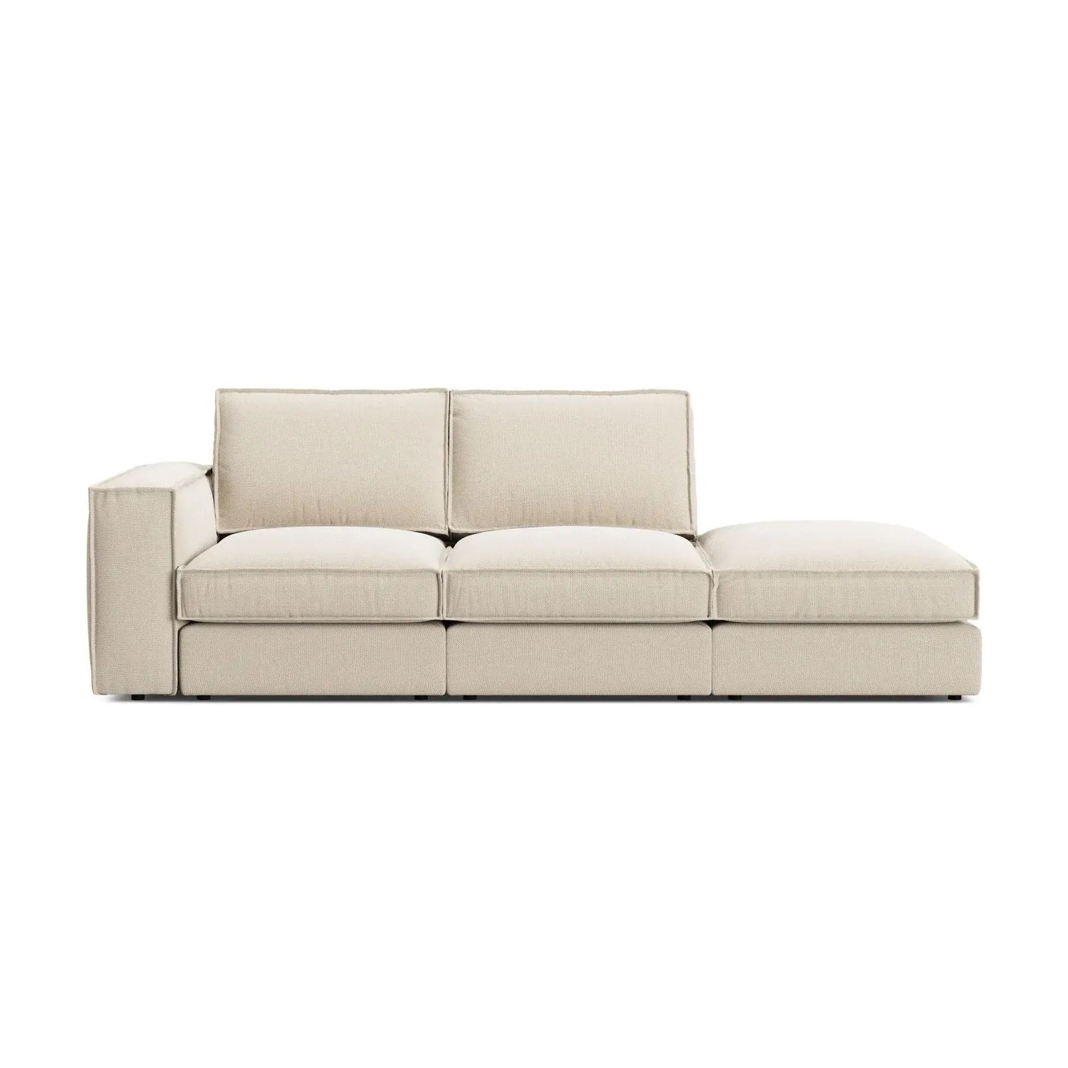 Pola 3-Sitzer Sofa, Rechte Seite offen, aus Samt oder Strukturstoff, 259x103 cm - ZEN ZONE Furniture
