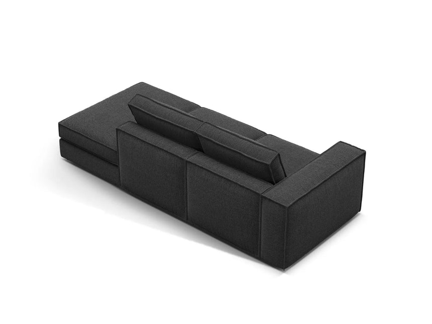 Pola 3-Sitzer Sofa, Rechte Seite offen, aus Strukturierter Stoff in Schwarz (BABEL BLACK), 259x103 cm von Micadoni – Bild 4