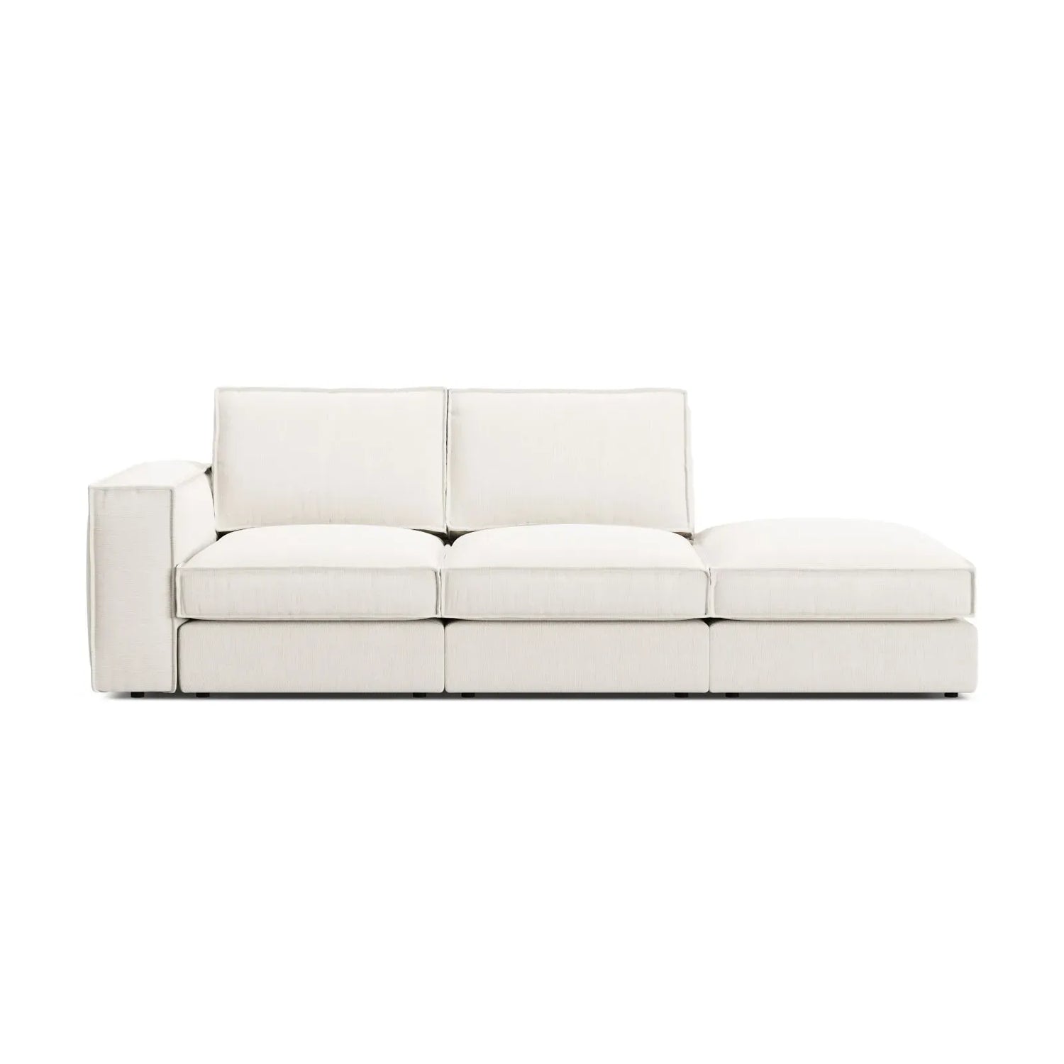 Pola 3-Sitzer Sofa, Rechte Seite offen, aus Samt oder Strukturstoff, 259x103 cm - ZEN ZONE Furniture