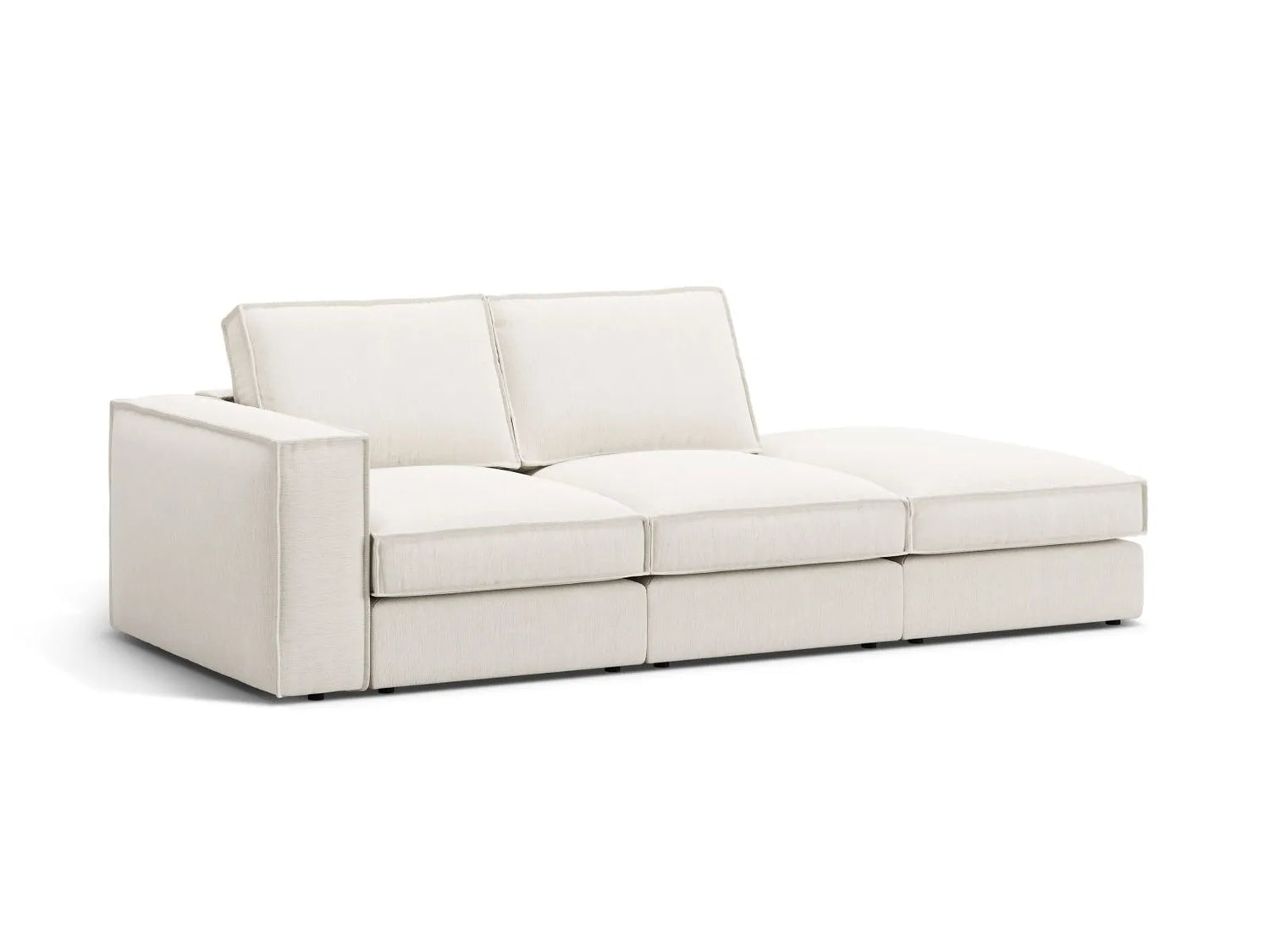 Pola 3-Sitzer Sofa, Rechte Seite offen, aus Strukturierter Stoff in Weiß (BABEL WHITE), 259x103 cm von Micadoni – Bild 3