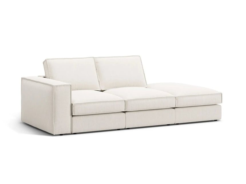 Pola 3-Sitzer Sofa, Rechte Seite offen, aus Strukturierter Stoff in Weiß (BABEL WHITE), 259x103 cm von Micadoni – Bild 3