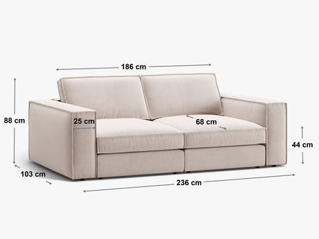 Pola 3-Sitzer Sofa aus Strukturierter Stoff in Dunkelblau (BABEL BLUE), 236x103 cm von Micadoni – Bild 2