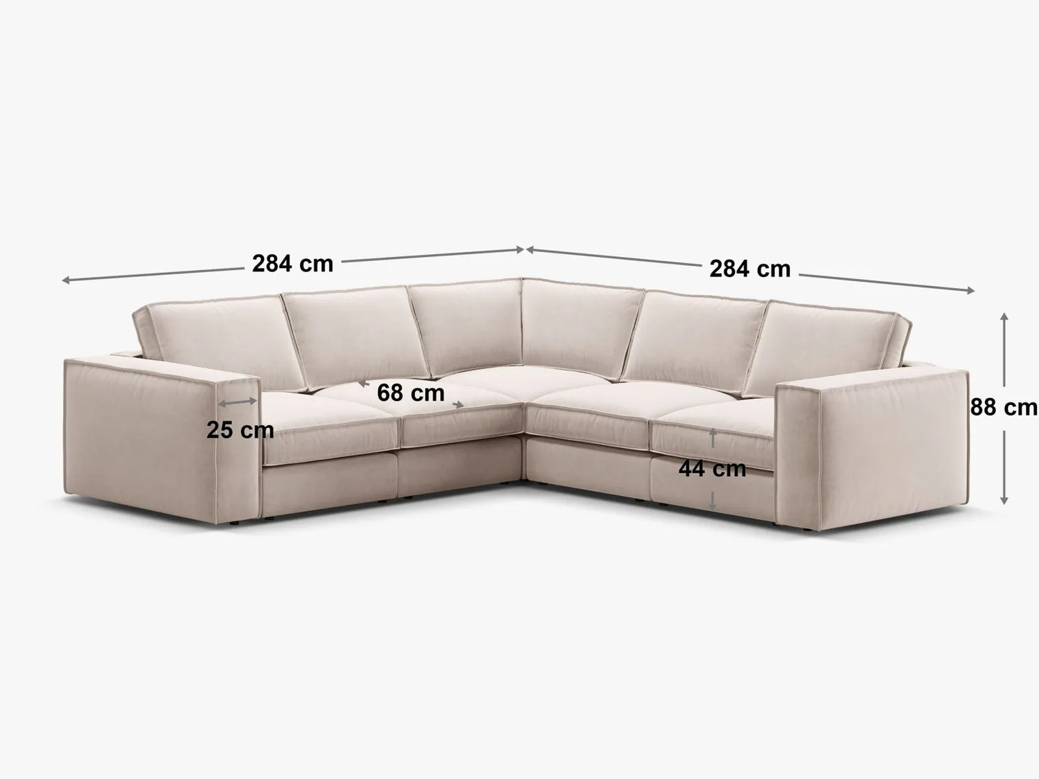 Pola 4-Sitzer Ecksofa, symmetrisch, aus Samt in Flaschengrün (Salvador 7), 284x284 cm von Micadoni – Bild 2