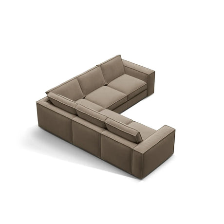 Pola 4-Sitzer Ecksofa, symmetrisch, aus Samt oder Strukturstoff, 284x284 cm - ZEN ZONE Furniture