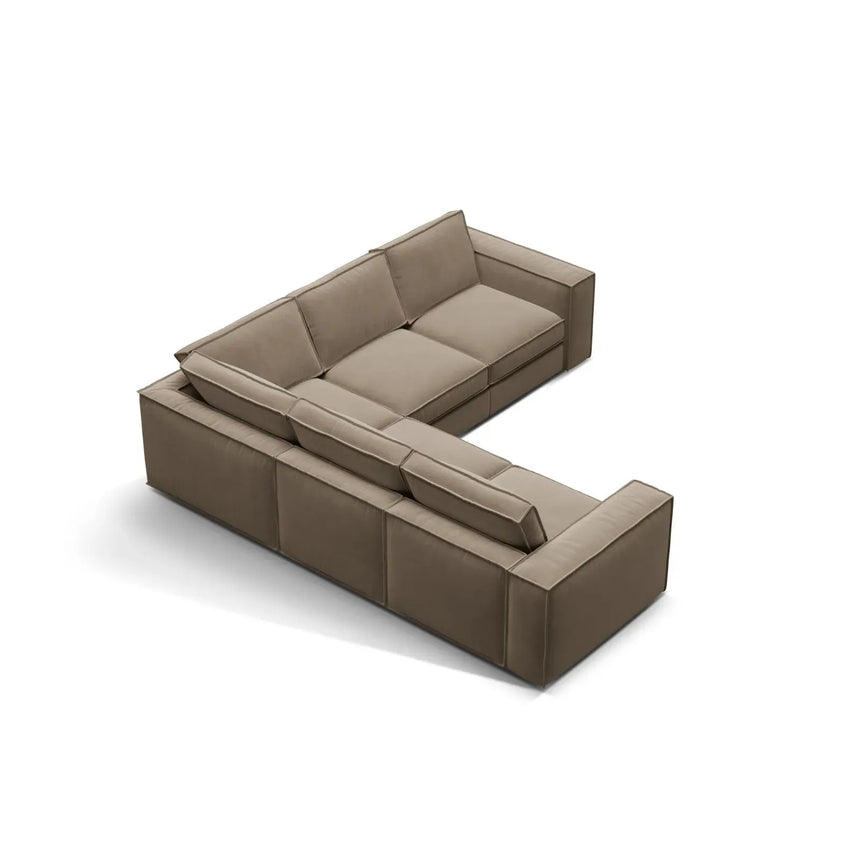 Pola 4-Sitzer Ecksofa, symmetrisch, aus Samt oder Strukturstoff, 284x284 cm - ZEN ZONE Furniture