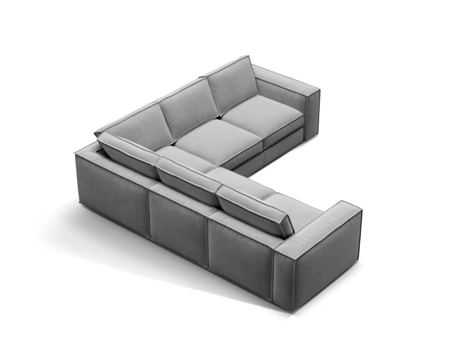 Pola 4-Sitzer Ecksofa, symmetrisch, aus Samt in Grau (Salvador 17), 284x284 cm von Micadoni – Bild 3
