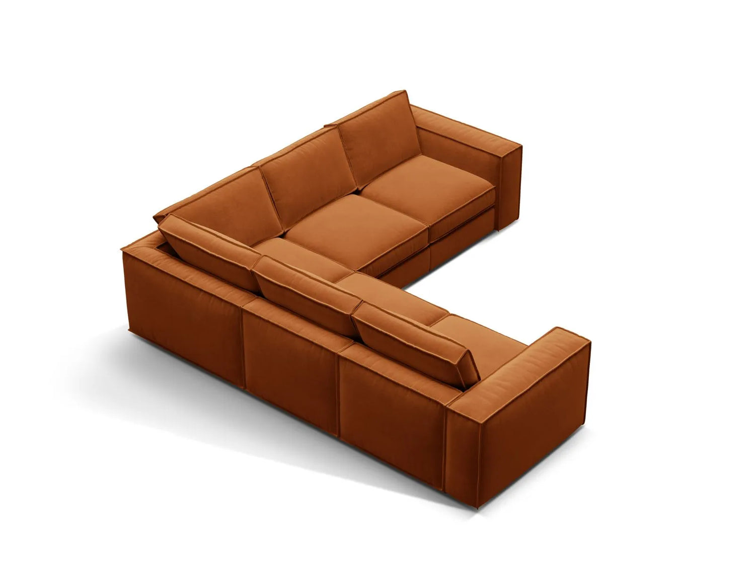 Pola 4-Sitzer Ecksofa, symmetrisch, aus Samt in Terrakotta (Salvador 14), 284x284 cm von Micadoni – Bild 3
