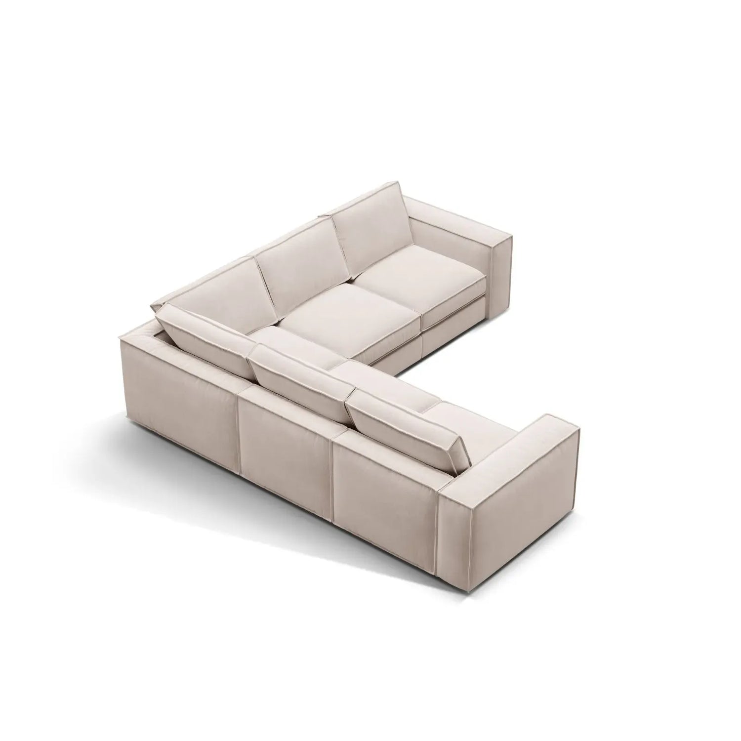Pola 4-Sitzer Ecksofa, symmetrisch, aus Samt oder Strukturstoff, 284x284 cm - ZEN ZONE Furniture