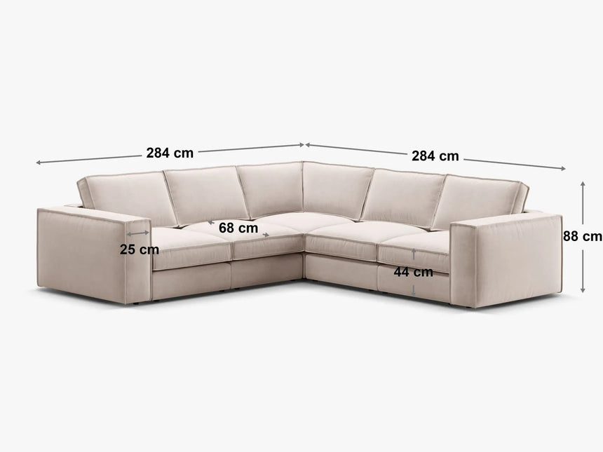 Pola 4-Sitzer Ecksofa, symmetrisch, aus Strukturierter Stoff in Beige (BABEL TOFFEE), 284x284 cm von Micadoni – Bild 2
