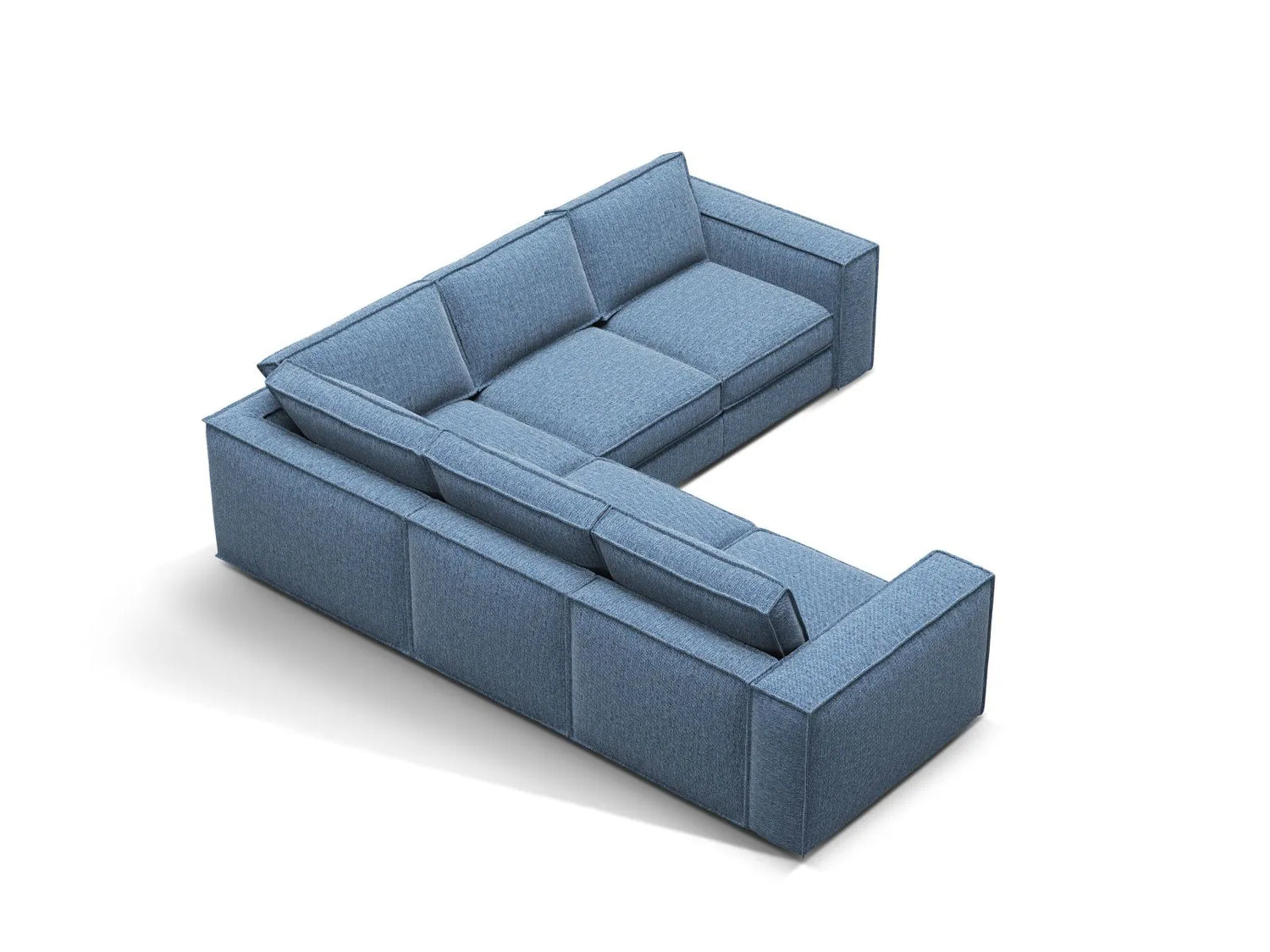 Pola 4-Sitzer Ecksofa, symmetrisch, aus Strukturierter Stoff in Dunkelblau (BABEL BLUE), 284x284 cm von Micadoni – Bild 3