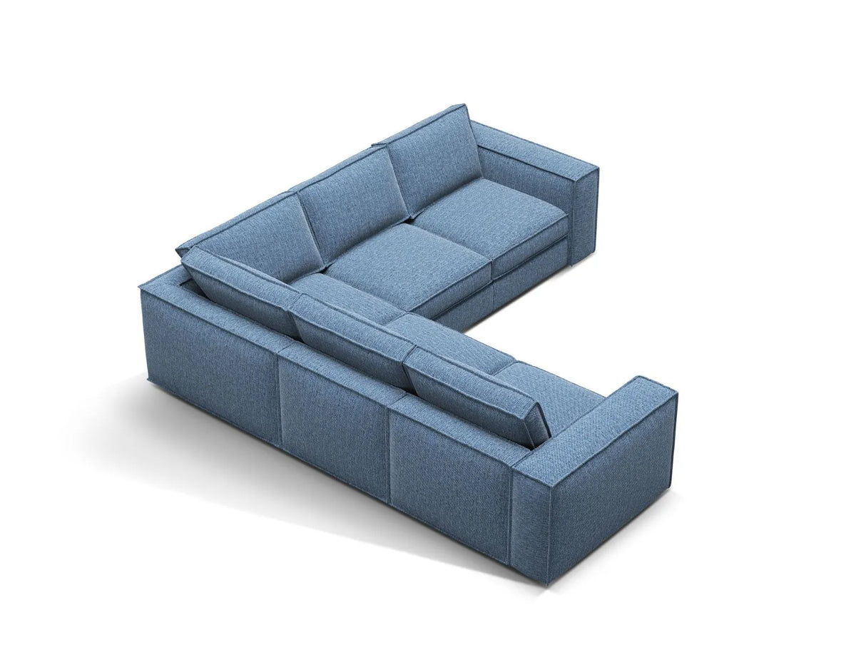 Pola 4-Sitzer Ecksofa, symmetrisch, aus Strukturierter Stoff in Dunkelblau (BABEL BLUE), 284x284 cm von Micadoni – Bild 3