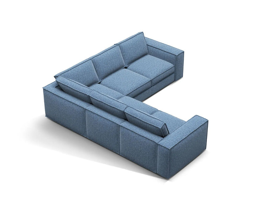 Pola 4-Sitzer Ecksofa, symmetrisch, aus Strukturierter Stoff in Dunkelblau (BABEL BLUE), 284x284 cm von Micadoni – Bild 3
