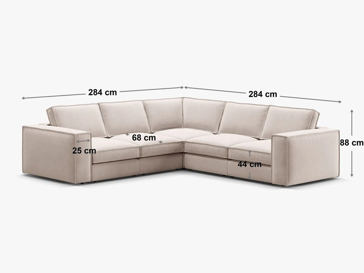 Pola 4-Sitzer Ecksofa, symmetrisch, aus Strukturierter Stoff in Minze (BABEL SAFIRA), 284x284 cm von Micadoni – Bild 2