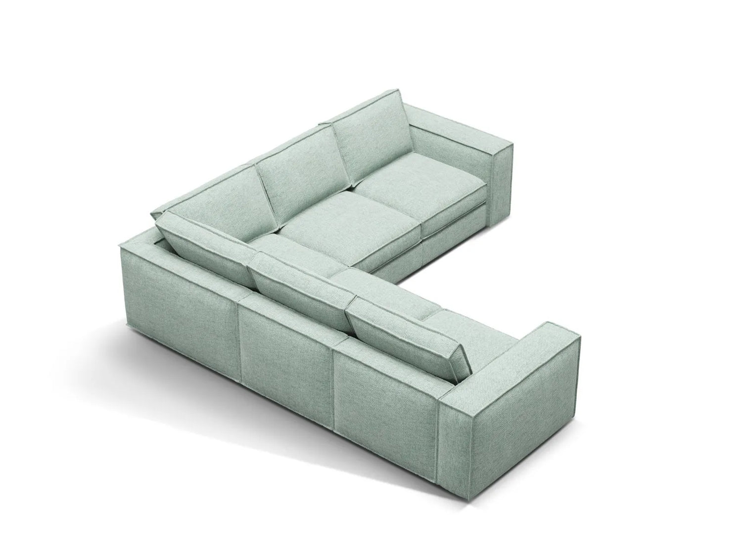 Pola 4-Sitzer Ecksofa, symmetrisch, aus Strukturierter Stoff in Minze (BABEL SAFIRA), 284x284 cm von Micadoni – Bild 3