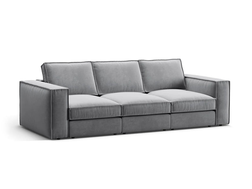Pola 4-Sitzer Sofa aus Samt in Grau (Salvador 17), 284x103 cm von Micadoni – Bild 3