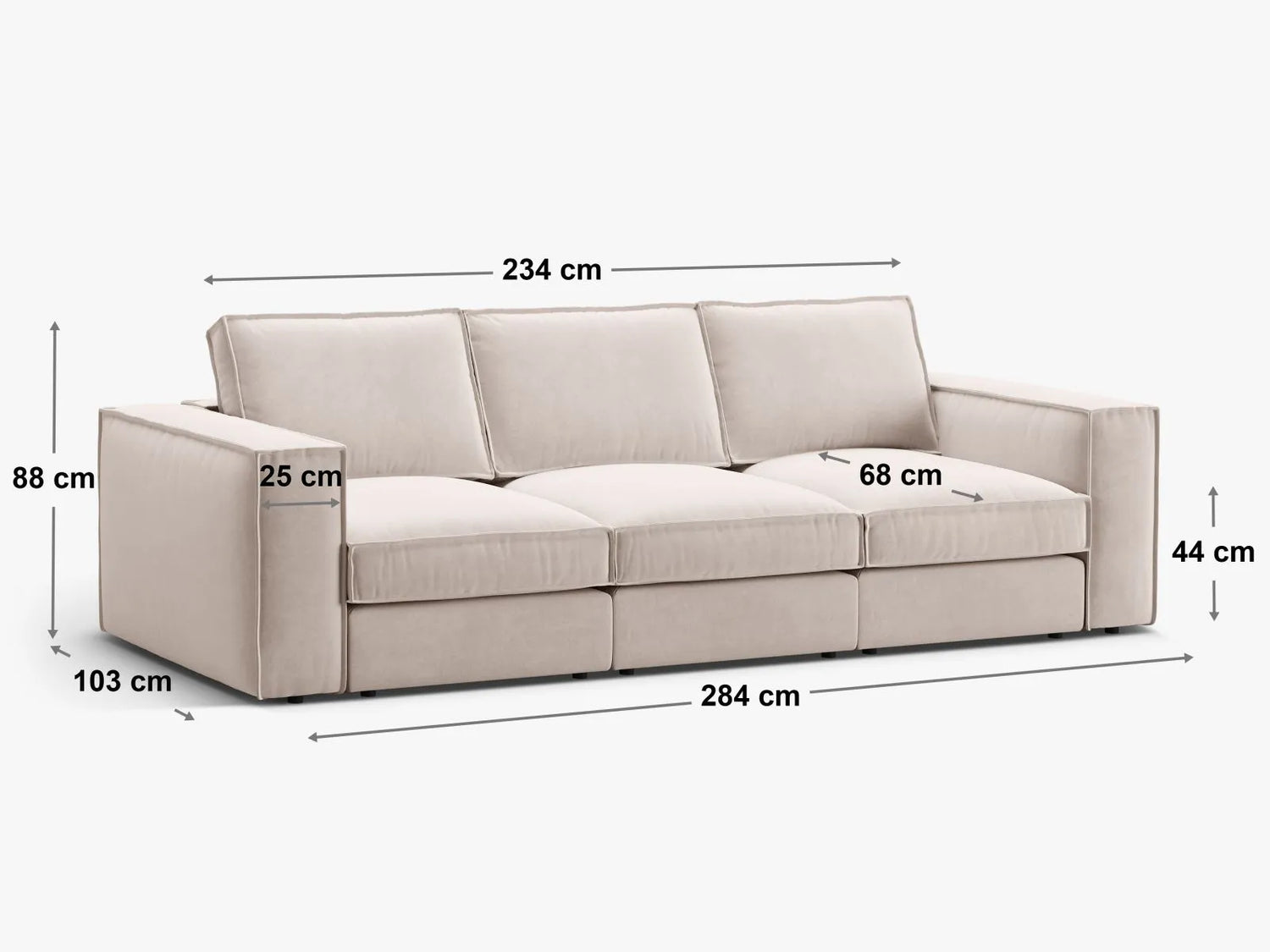 Pola 4-Sitzer Sofa aus Strukturierter Stoff in Weiß (BABEL WHITE), 284x103 cm von Micadoni – Bild 2