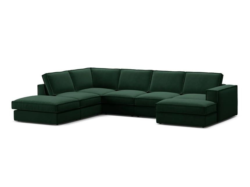 Pola 5-Sitzer Panorama Ecksofa, Linke Seite, aus Samt in Flaschengrün (Salvador 7), 362x259 cm von Micadoni – Bild 3