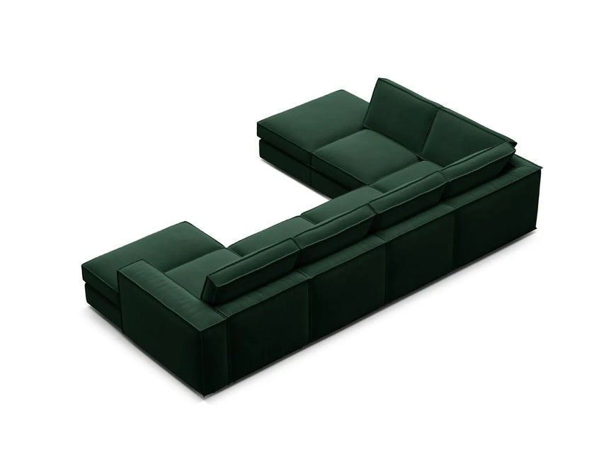Pola 5-Sitzer Panorama Ecksofa, Linke Seite, aus Samt in Flaschengrün (Salvador 7), 362x259 cm von Micadoni – Bild 5