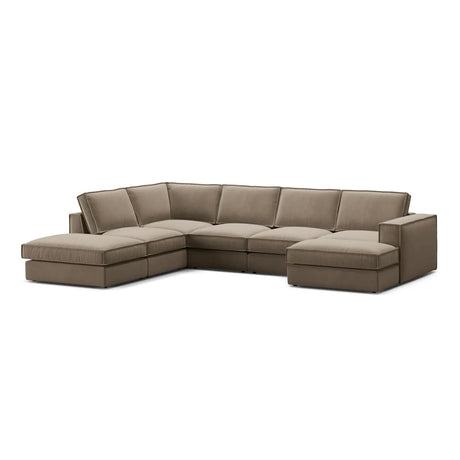 Pola 5-Sitzer Panorama Ecksofa, Linke Seite, aus Samt oder Strukturstoff, 362x259 cm - ZEN ZONE Furniture