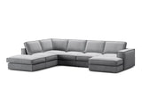 Pola 5-Sitzer Panorama Ecksofa, Linke Seite, aus Samt in Grau (Salvador 17), 362x259 cm von Micadoni – Bild 3
