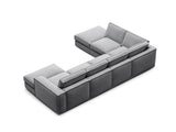 Pola 5-Sitzer Panorama Ecksofa, Linke Seite, aus Samt in Grau (Salvador 17), 362x259 cm von Micadoni – Bild 5