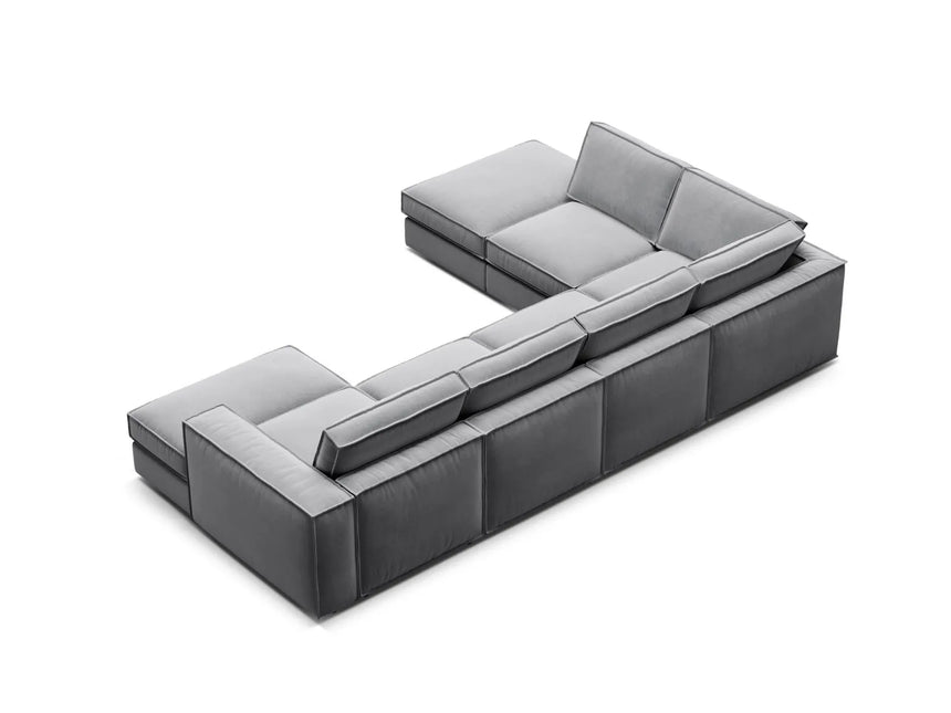 Pola 5-Sitzer Panorama Ecksofa, Linke Seite, aus Samt in Grau (Salvador 17), 362x259 cm von Micadoni – Bild 5