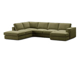 Pola 5-Sitzer Panorama Ecksofa, Linke Seite, aus Samt in Grün (Salvador 8), 362x259 cm von Micadoni – Bild 3