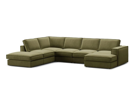Pola 5-Sitzer Panorama Ecksofa, Linke Seite, aus Samt in Grün (Salvador 8), 362x259 cm von Micadoni – Bild 3