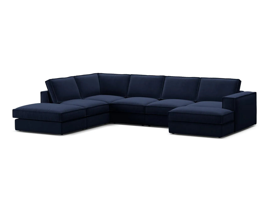 Pola 5-Sitzer Panorama Ecksofa, Linke Seite, aus Samt in Königsblau (Salvador 5), 362x259 cm von Micadoni – Bild 3