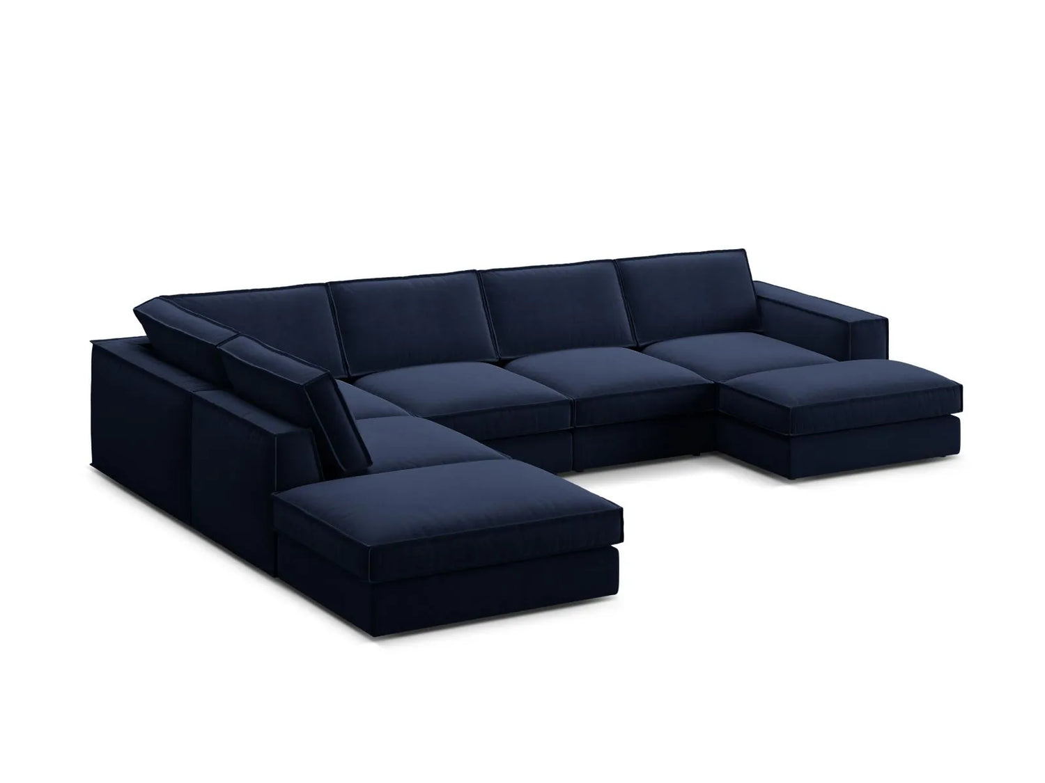 Pola 5-Sitzer Panorama Ecksofa, Linke Seite, aus Samt in Königsblau (Salvador 5), 362x259 cm von Micadoni – Bild 4