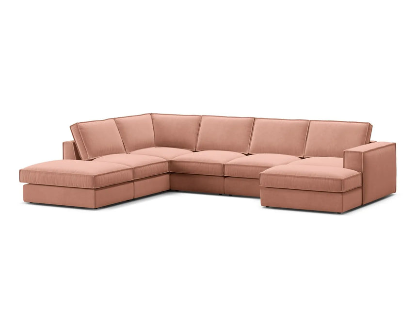 Pola 5-Sitzer Panorama Ecksofa, Linke Seite, aus Samt in Rosa (Salvador 11), 362x259 cm von Micadoni – Bild 3