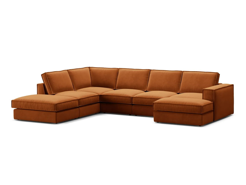 Pola 5-Sitzer Panorama Ecksofa, Linke Seite, aus Samt in Terrakotta (Salvador 14), 362x259 cm von Micadoni – Bild 3