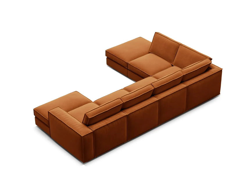 Pola 5-Sitzer Panorama Ecksofa, Linke Seite, aus Samt in Terrakotta (Salvador 14), 362x259 cm von Micadoni – Bild 5