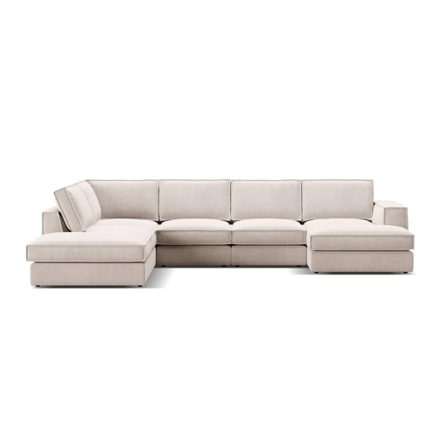 Pola 5-Sitzer Panorama Ecksofa, Linke Seite, aus Samt oder Strukturstoff, 362x259 cm - ZEN ZONE Furniture