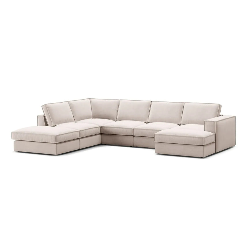 Pola 5-Sitzer Panorama Ecksofa, Linke Seite, aus Samt oder Strukturstoff, 362x259 cm - ZEN ZONE Furniture
