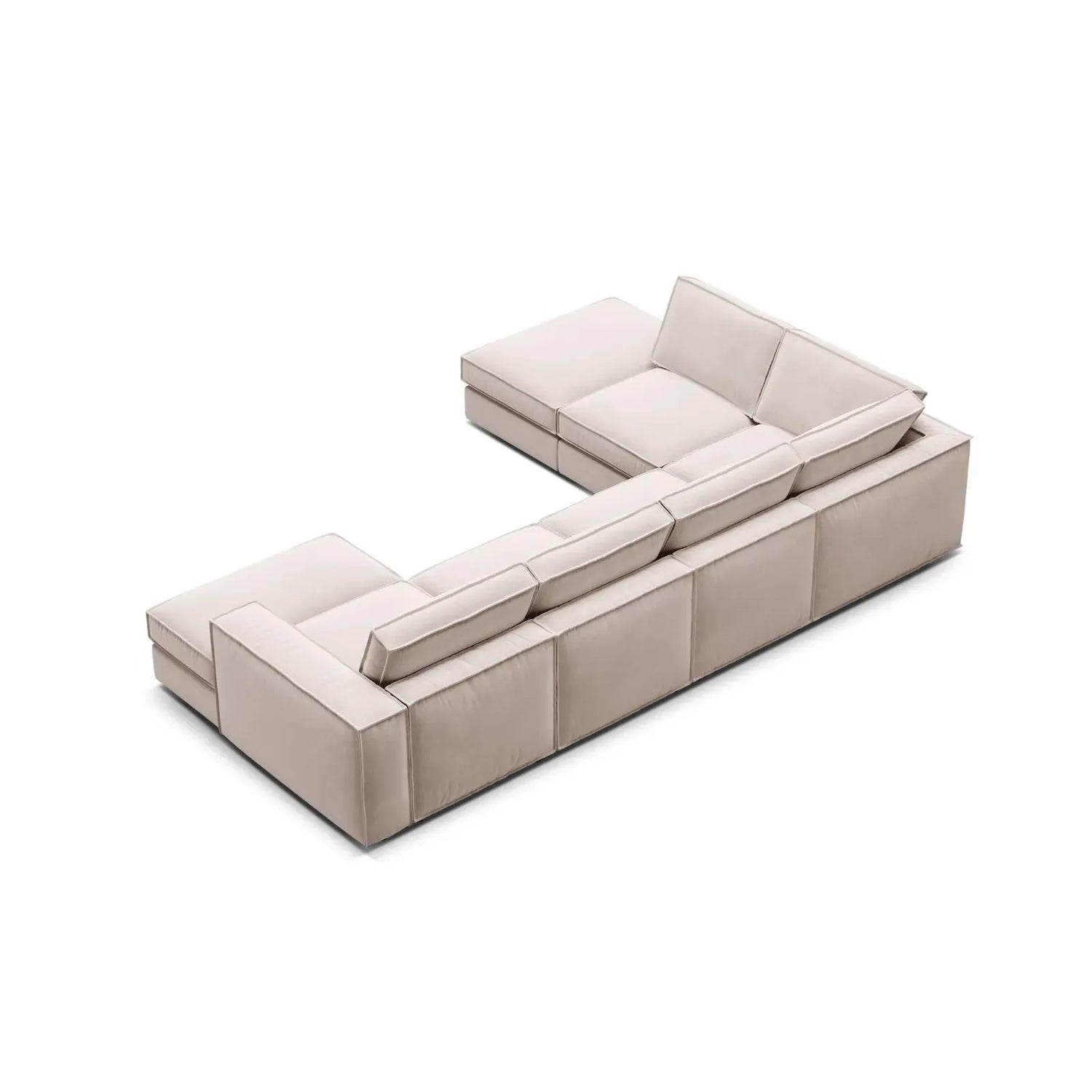 Pola 5-Sitzer Panorama Ecksofa, Linke Seite, aus Samt oder Strukturstoff, 362x259 cm - ZEN ZONE Furniture