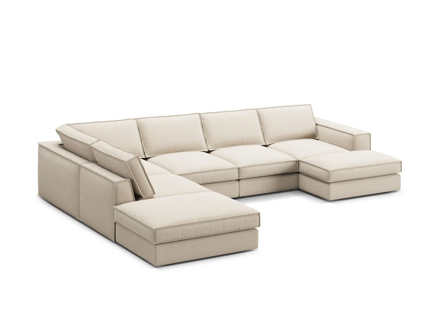 Pola 5-Sitzer Panorama Ecksofa, Linke Seite, aus Strukturierter Stoff in Beige (BABEL TOFFEE), 362x259 cm von Micadoni – Bild 4