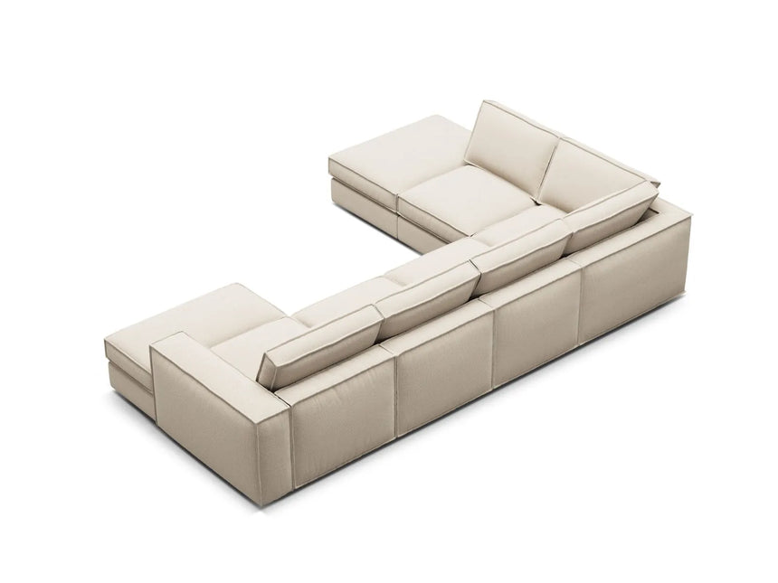 Pola 5-Sitzer Panorama Ecksofa, Linke Seite, aus Strukturierter Stoff in Beige (BABEL TOFFEE), 362x259 cm von Micadoni – Bild 5