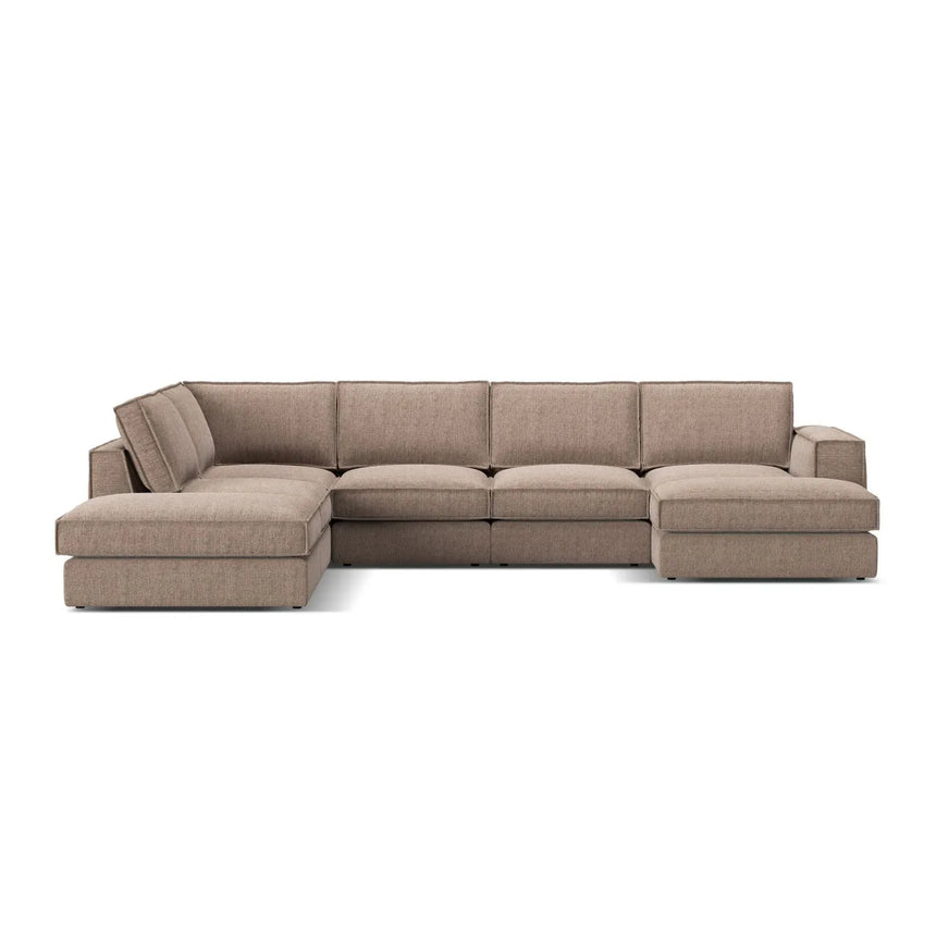Pola 5-Sitzer Panorama Ecksofa, Linke Seite, aus Samt oder Strukturstoff, 362x259 cm - ZEN ZONE Furniture