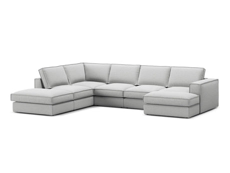 Pola 5-Sitzer Panorama Ecksofa, Linke Seite, aus Strukturierter Stoff in Hellgrau (BABEL LIGHT GREY), 362x259 cm von Micadoni – Bild 3