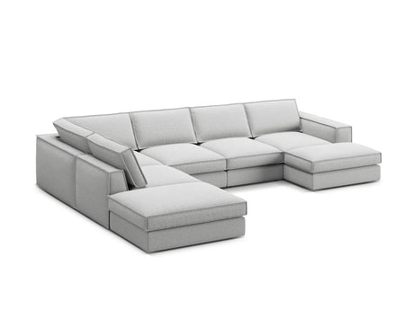 Pola 5-Sitzer Panorama Ecksofa, Linke Seite, aus Strukturierter Stoff in Hellgrau (BABEL LIGHT GREY), 362x259 cm von Micadoni – Bild 4