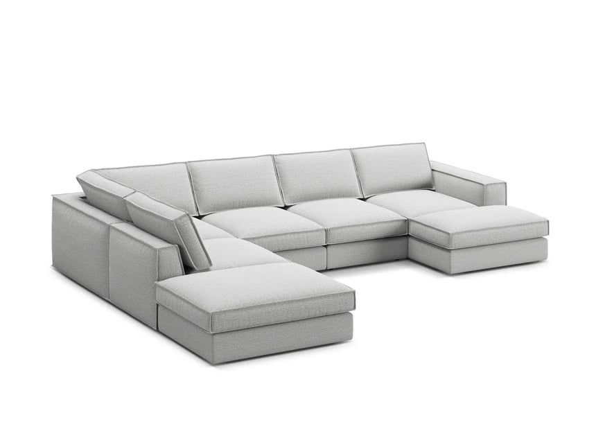 Pola 5-Sitzer Panorama Ecksofa, Linke Seite, aus Strukturierter Stoff in Hellgrau (BABEL LIGHT GREY), 362x259 cm von Micadoni – Bild 4