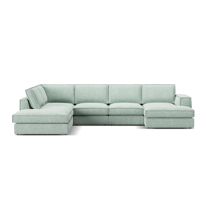 Pola 5-Sitzer Panorama Ecksofa, Linke Seite, aus Samt oder Strukturstoff, 362x259 cm - ZEN ZONE Furniture