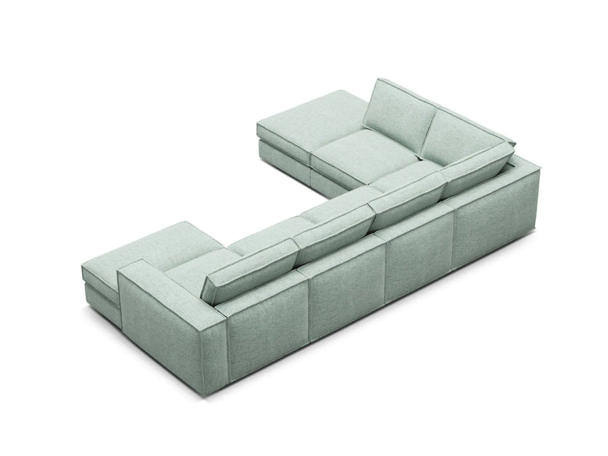 Pola 5-Sitzer Panorama Ecksofa, Linke Seite, aus Strukturierter Stoff in Minze (BABEL SAFIRA), 362x259 cm von Micadoni – Bild 5