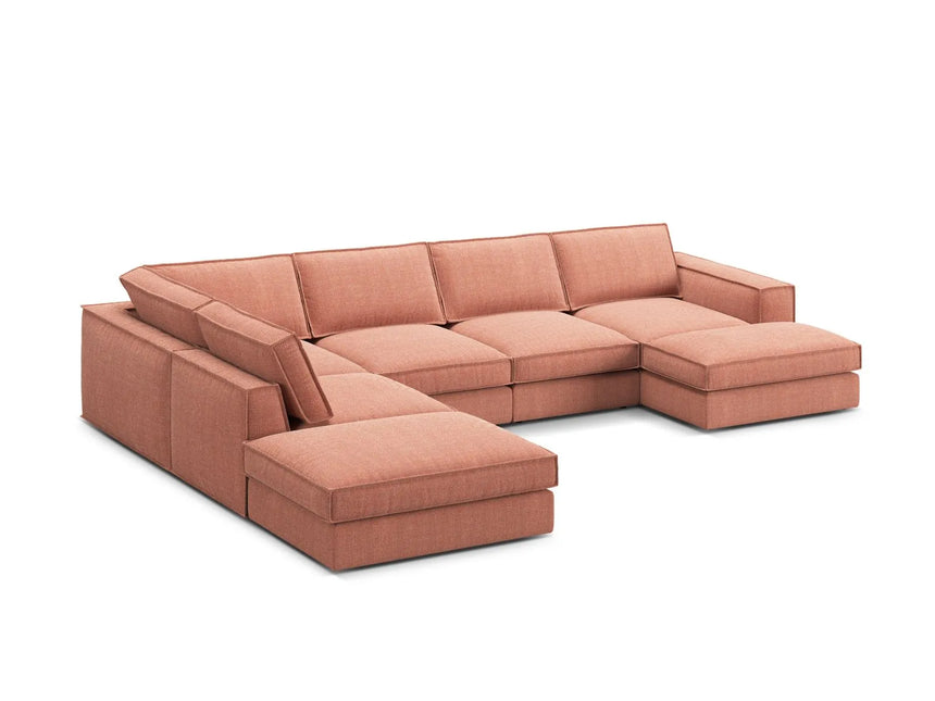 Pola 5-Sitzer Panorama Ecksofa, Linke Seite, aus Strukturierter Stoff in Red (BABEL RED), 362x259 cm von Micadoni – Bild 4