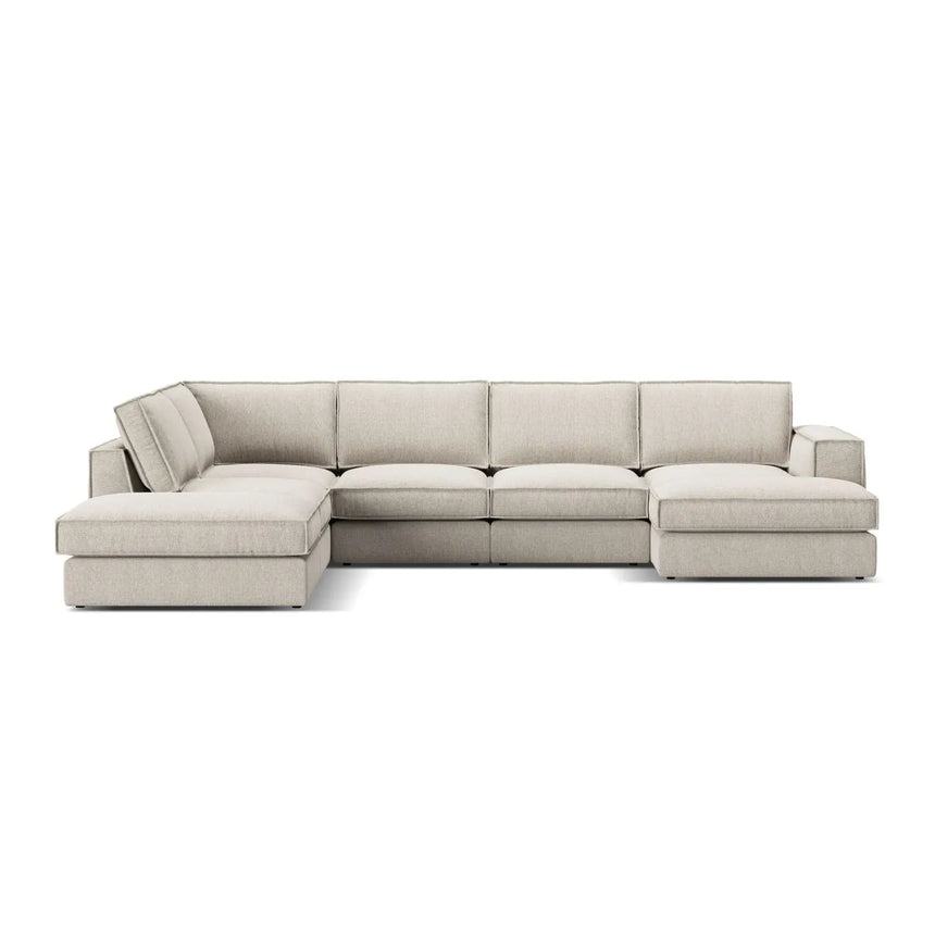 Pola 5-Sitzer Panorama Ecksofa, Linke Seite, aus Samt oder Strukturstoff, 362x259 cm - ZEN ZONE Furniture