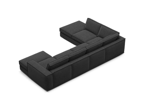 Pola 5-Sitzer Panorama Ecksofa, Linke Seite, aus Strukturierter Stoff in Schwarz (BABEL BLACK), 362x259 cm von Micadoni – Bild 5